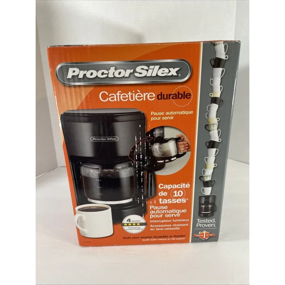 Proctor Silex 10 Cup Coffee Maker Black Auto Pause & Serve - New Sealed
